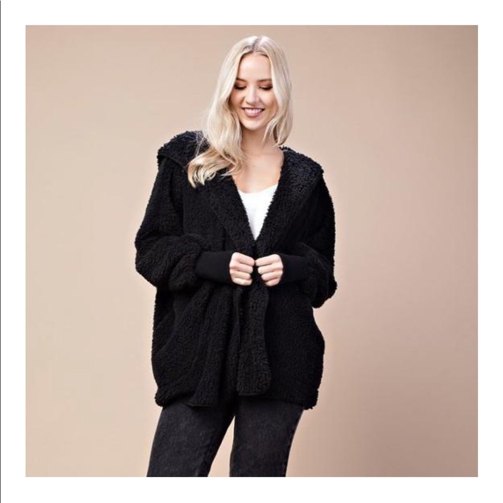 ⚡️✨NWT Trendy Black sherpa teddy bear coat jacket - Picture 8 of 8
